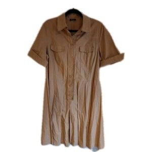 Basler Midi Shirt Dress Tan Shirt Dress Pleated - 14